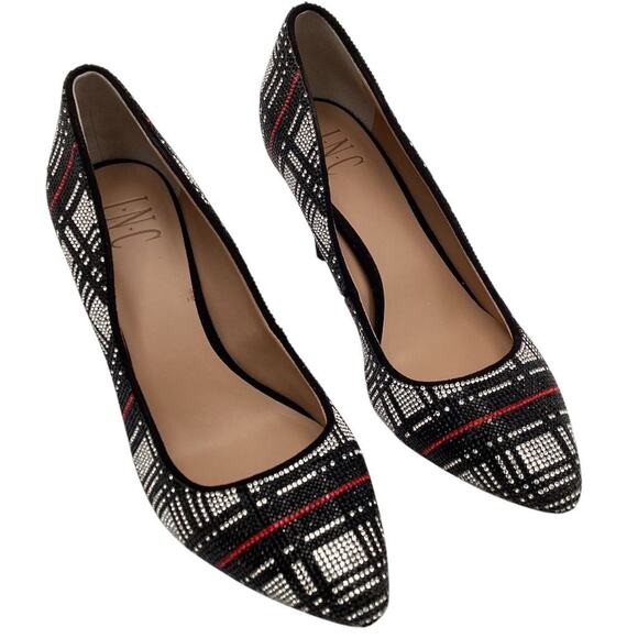 INC Women's Zitah Plaid Rhinestone Stiletto Pumps Size 7.5 Multicolor - Picture 1 of 9